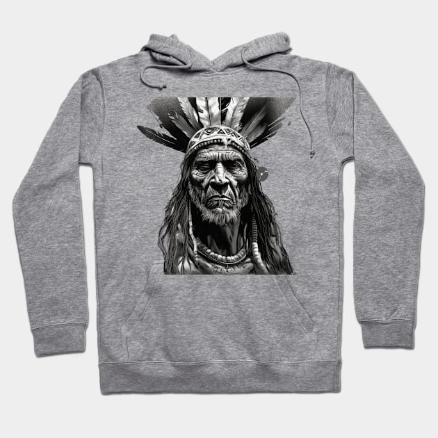 Ayahuasca And the Old Shaman Black and White Hoodie by FrogandFog